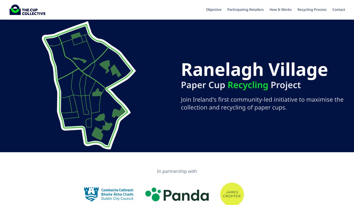 Ranelagh Village Cup Recycling website homepage