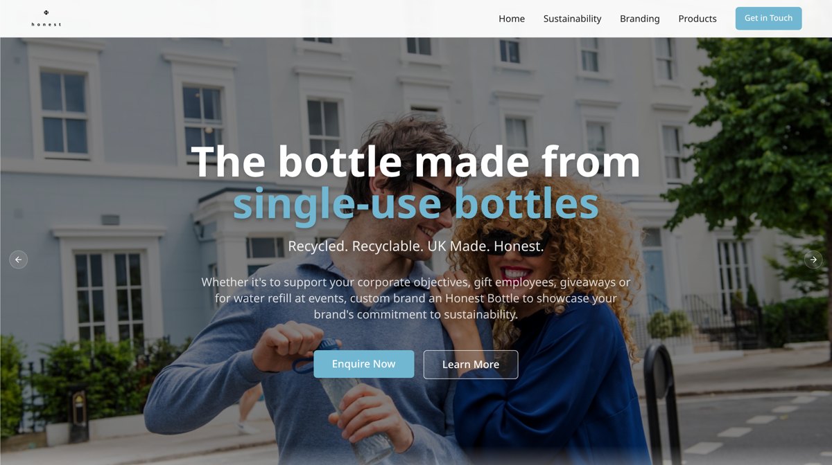 The Honest Bottle website homepage